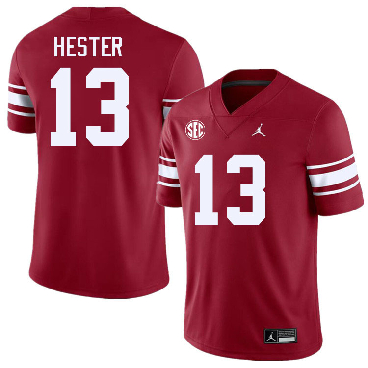 #13 J.J. Hester Oklahoma Sooners 2024 SEC Conference College Football Jerseys-Throwback